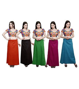 Women's Cotton Inskirt Saree Petticoats Combo (Pack Of 5)