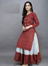 Load image into Gallery viewer, Stylish Rayon Printed Round Neck 3/4 Sleeves Kurta With Sharara Set For Women