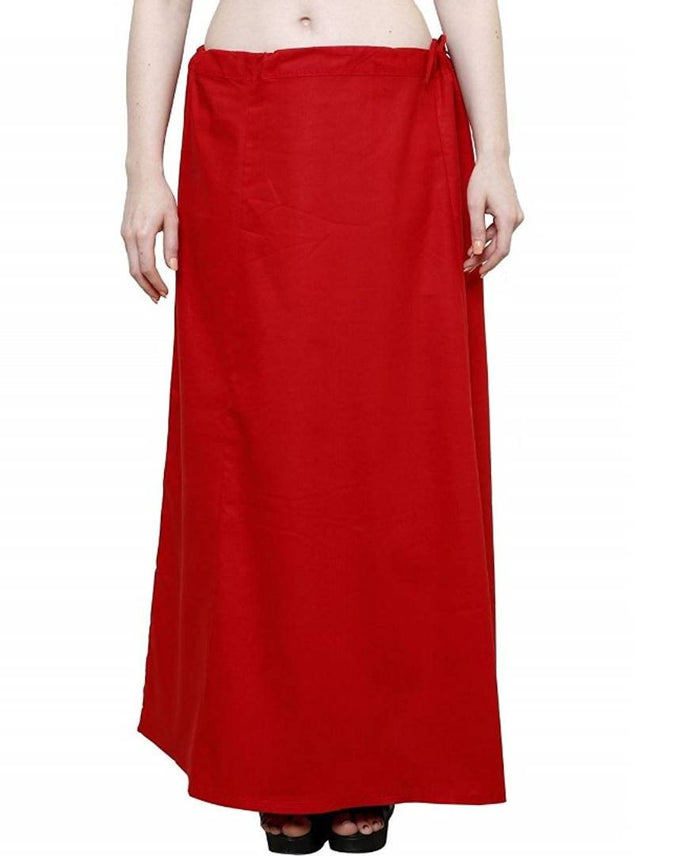 Women’s Cotton Petticoat with Interlock Thread Stitching (Free Size, Red)