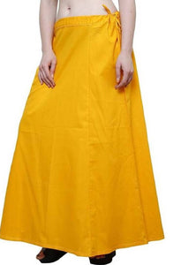 Women’s Cotton Petticoat with Interlock Thread Stitching (Free Size, Turmeric Yellow)