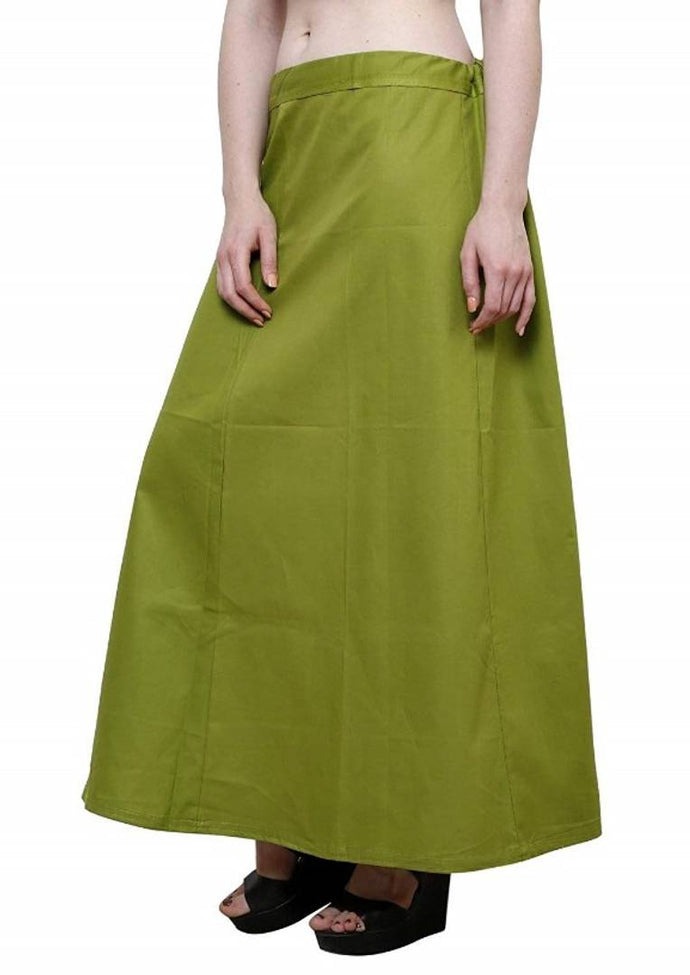 Women’s Cotton Petticoat with Interlock Thread Stitching (Free Size, Mehendi Green)