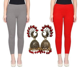 Combo of 2 Cotton Lycra Ankle Length Legging with Earring