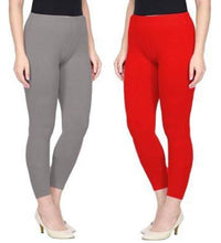 Load image into Gallery viewer, Combo of 2 Cotton Lycra Ankle Length Legging with Earring