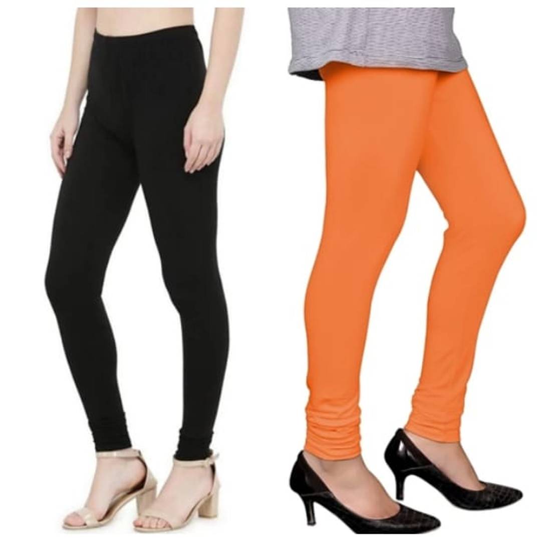 MODERN COMBO OF LEGGINGS 1 BLACK , 1 ORANGE
