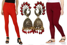 Load image into Gallery viewer, Combo Pack of 2 Cotton Lycra Churidar Legging with Earring
