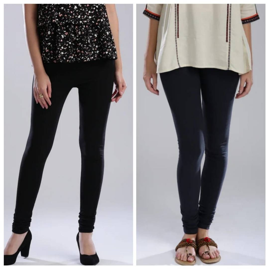 MODERN COTTON LYCRA WOMENS LEGGING 1 BLACK , 1 NAVY BLUE