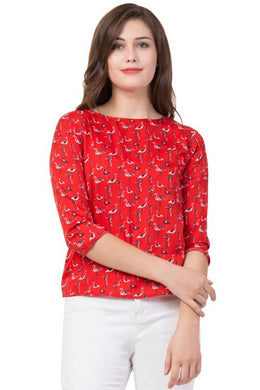 RishBerry Crepe Round Neck 3/4th Sleeve Women Tops