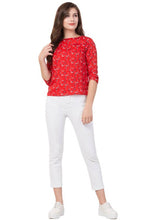 Load image into Gallery viewer, RishBerry Crepe Round Neck 3/4th Sleeve Women Tops