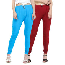 Load image into Gallery viewer, Trendy Cotton Blend Churidar Legging With Drawstring Waistband Combo of 2