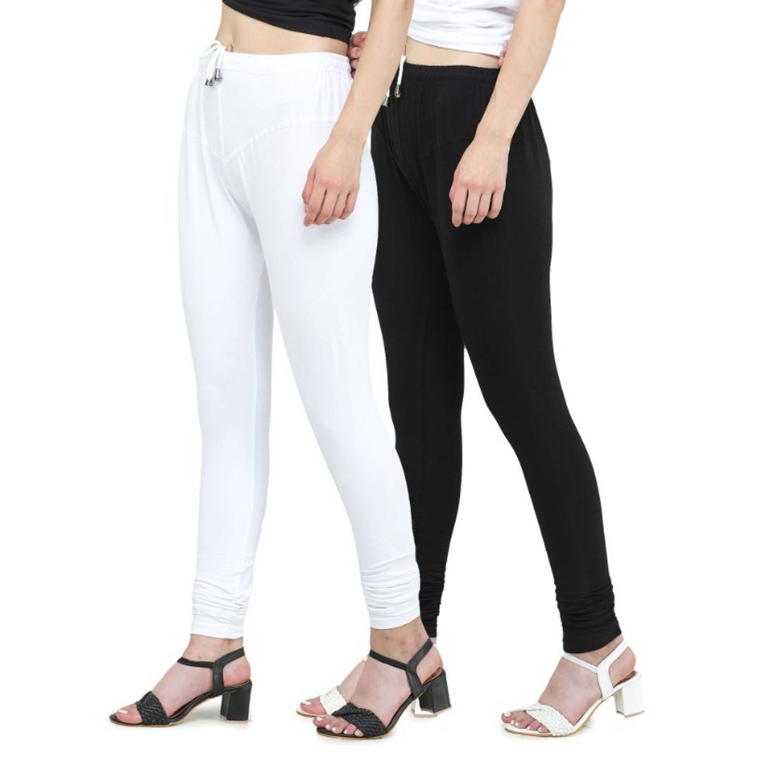 Trendy Cotton Blend Churidar Legging With Drawstring Waistband Combo of 2