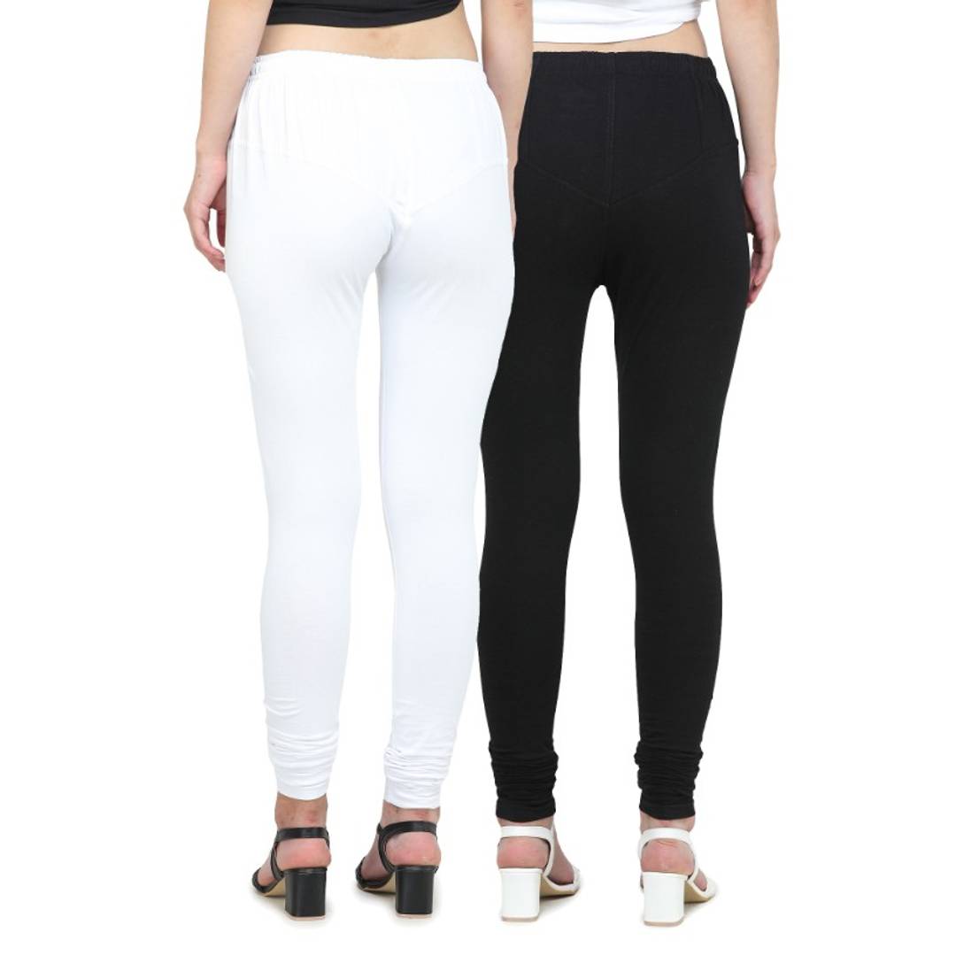 Trendy Cotton Blend Churidar Legging With Drawstring Waistband Combo of 2