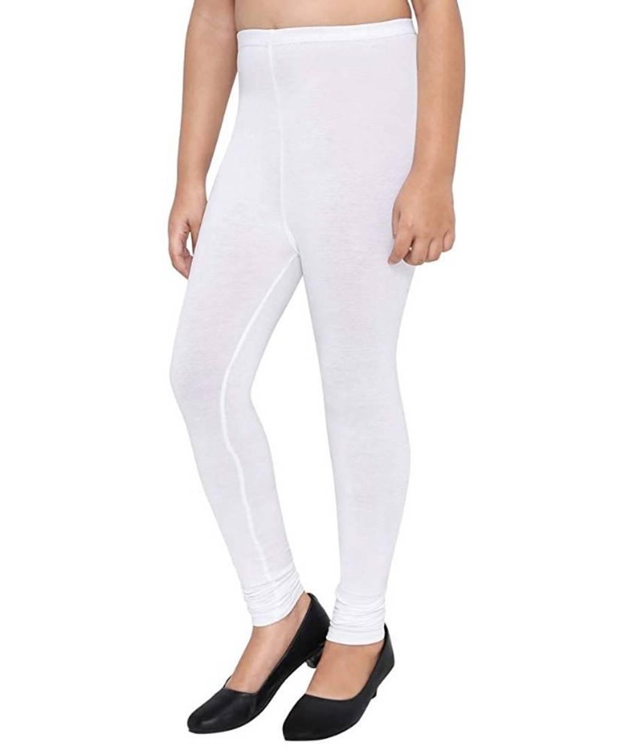 Stunning White Cotton Stretchable Leggings with Elasticated Waistband For Women