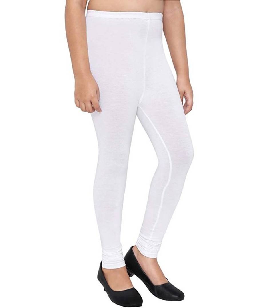 Stunning White Cotton Stretchable Leggings with Elasticated Waistband For Women