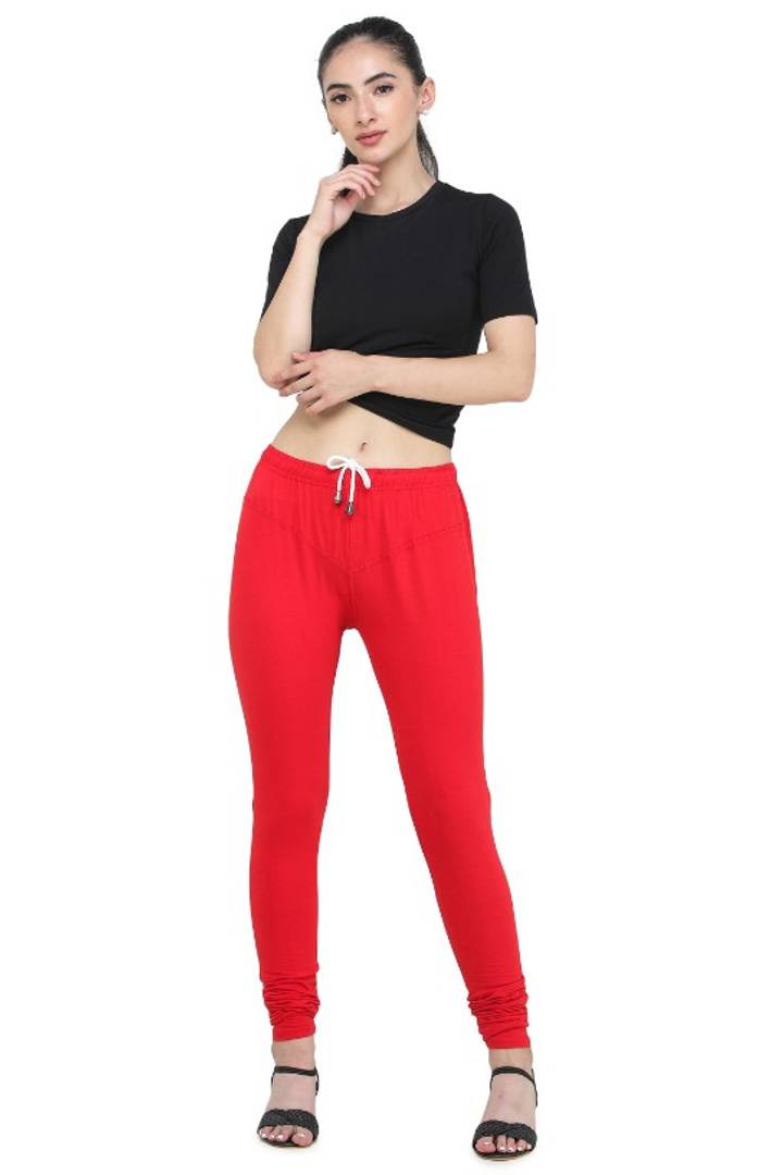 Trendy Cotton Blend Churidar Legging With Drawstring Waistband