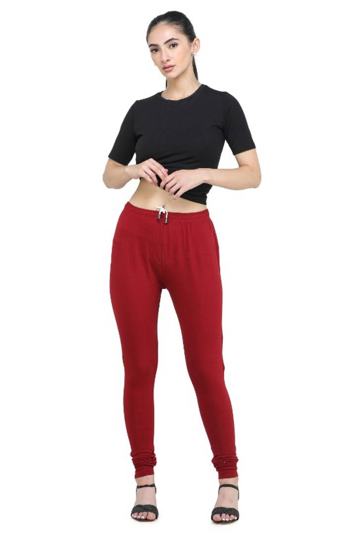 Trendy Cotton Blend Churidar Legging With Drawstring Waistband