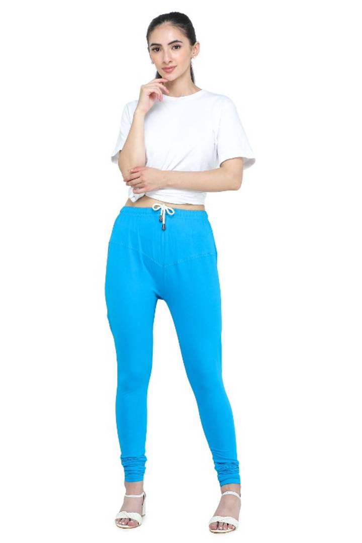 Trendy Cotton Blend Churidar Legging With Drawstring Waistband