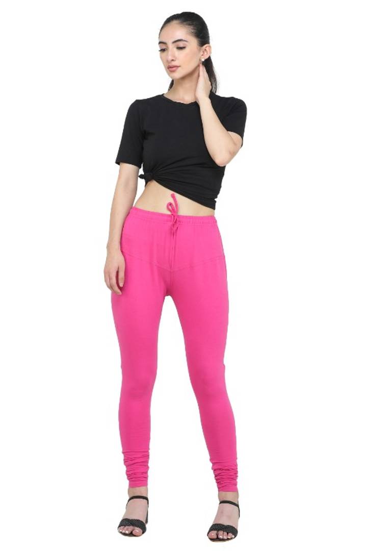 Trendy Cotton Blend Churidar Legging With Drawstring Waistband