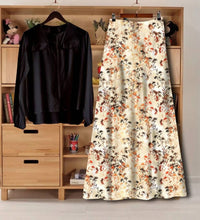 Load image into Gallery viewer, Women&#39;s Rayon Solid Top with Printed Skirt