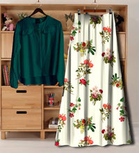 Load image into Gallery viewer, Fabulous 14 Kg Rayon Solid Top with Digital Printed Rayon Skirt Set For Women