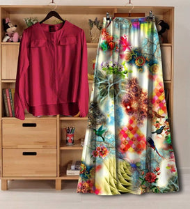 Fabulous 14 Kg Rayon Solid Top with Digital Printed Rayon Skirt Set For Women