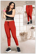 Load image into Gallery viewer, Elegant Red Cotton Stretchable Imported Twill Joggers Pant For Women