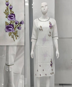 Trendy Cotton Stitched Embroidery Work Kurti for Women