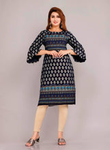 Load image into Gallery viewer, Fabulous Navy Blue Rayon Printed Kurta For Women