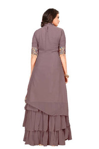 Fabulous Purple Faux Georgette Embroidered Kurta with Sharara Set For Women