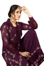 Load image into Gallery viewer, Fabulous Purple Faux Georgette Embroidered Kurta with Palazzo And Jacket Set For Women