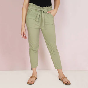 Lycra Green Skinny Fit Women Trouser