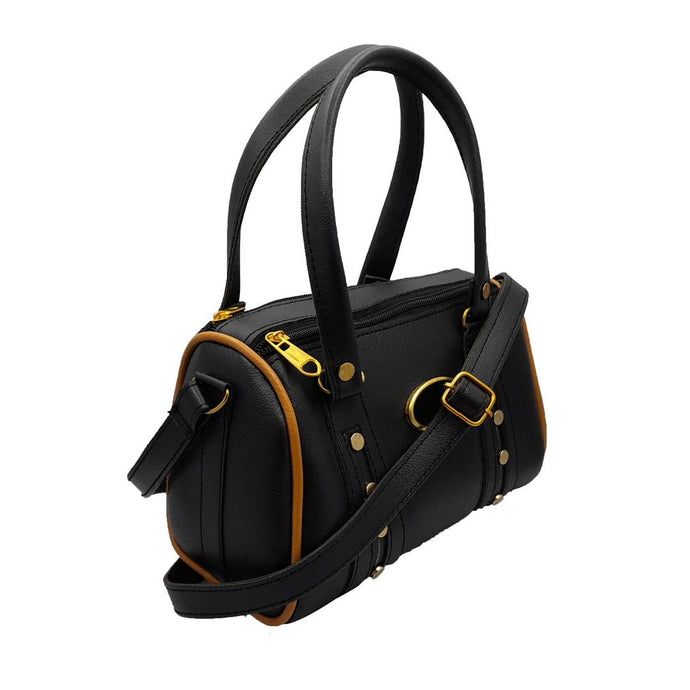 Trendy Black PU Self Pattern Handbags For Women