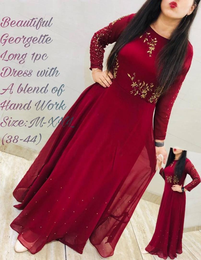 Women's Georgette Long Length Flared Kurtas