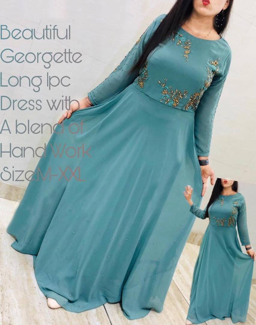 Women's Georgette Long Length Flared Kurtas