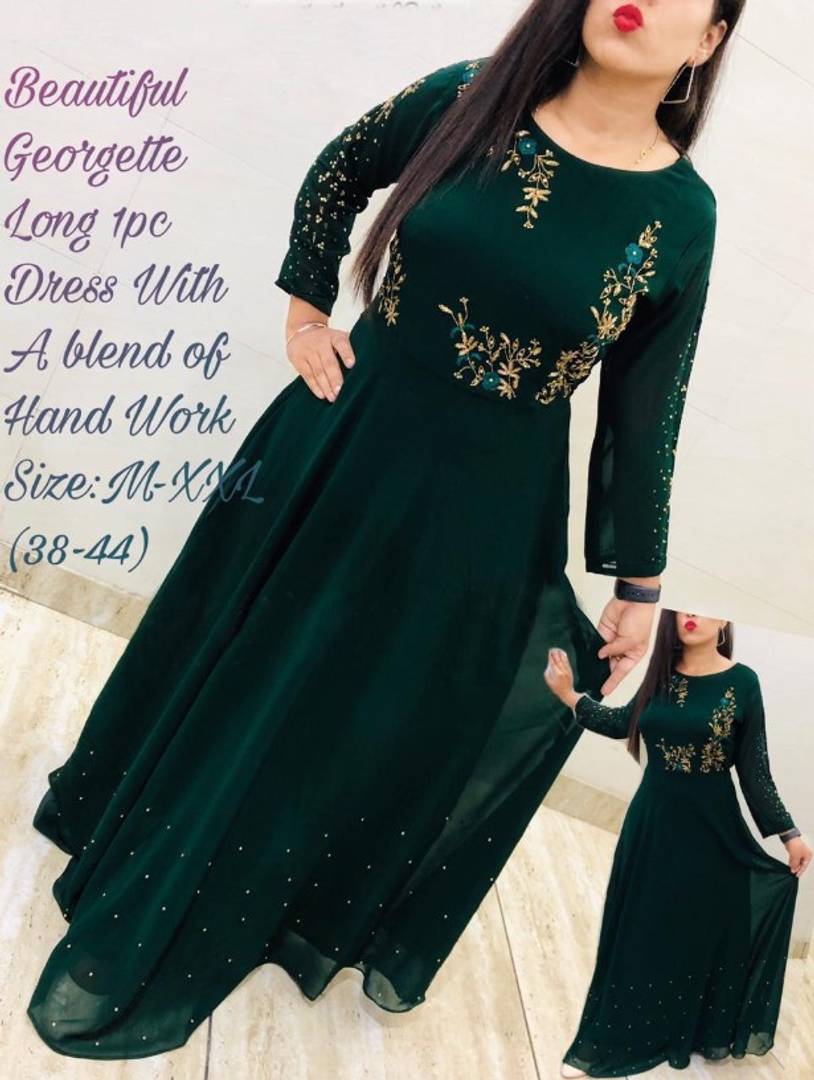 Women's Georgette Long Length Flared Kurtas
