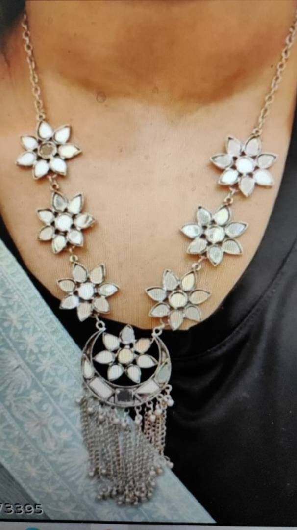 Fashionable Trendy Oxidized Silver Necklace