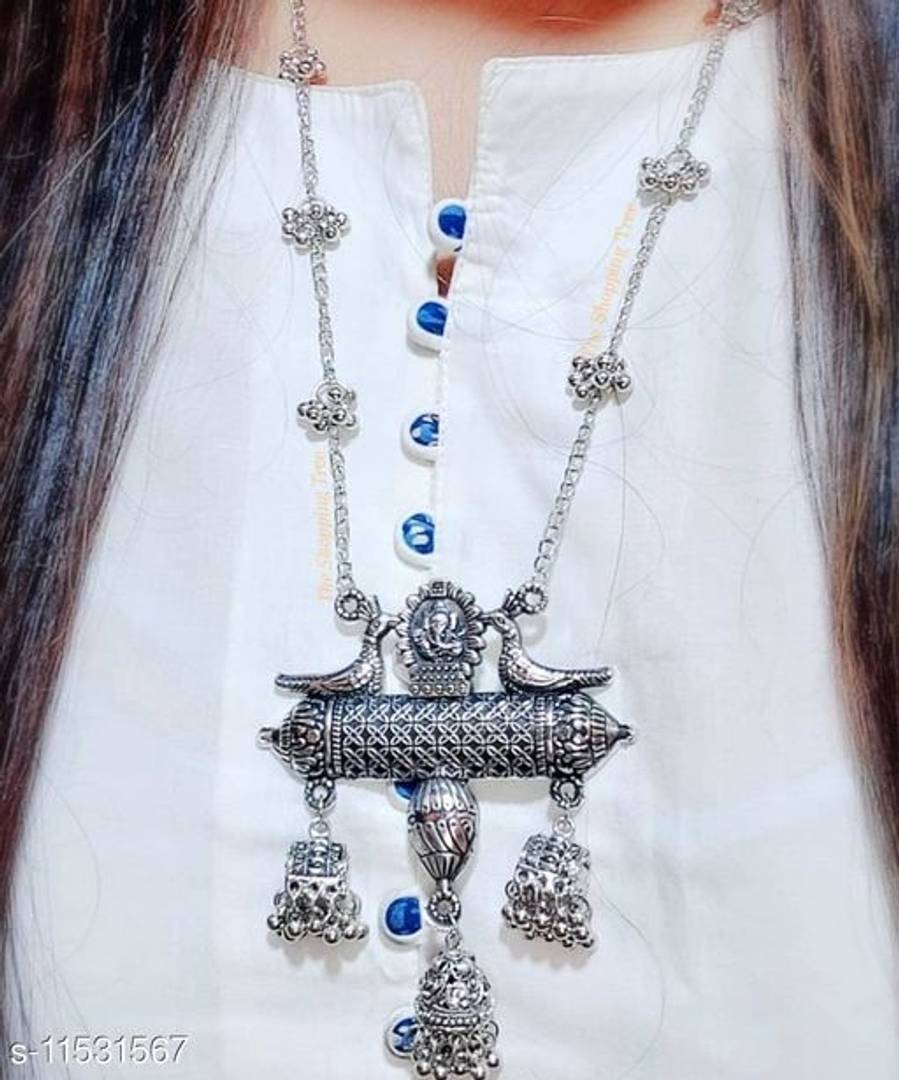 Fashionable Trendy Oxidized Silver Necklace