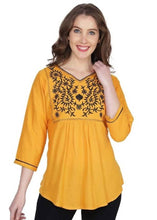 Load image into Gallery viewer, Stylish Rayon Embroidered 3/4 Sleeves Top For Women