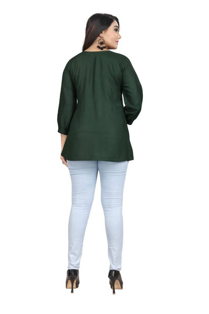 Stylish Rayon Round Neck 3/4 Sleeves Top For Women
