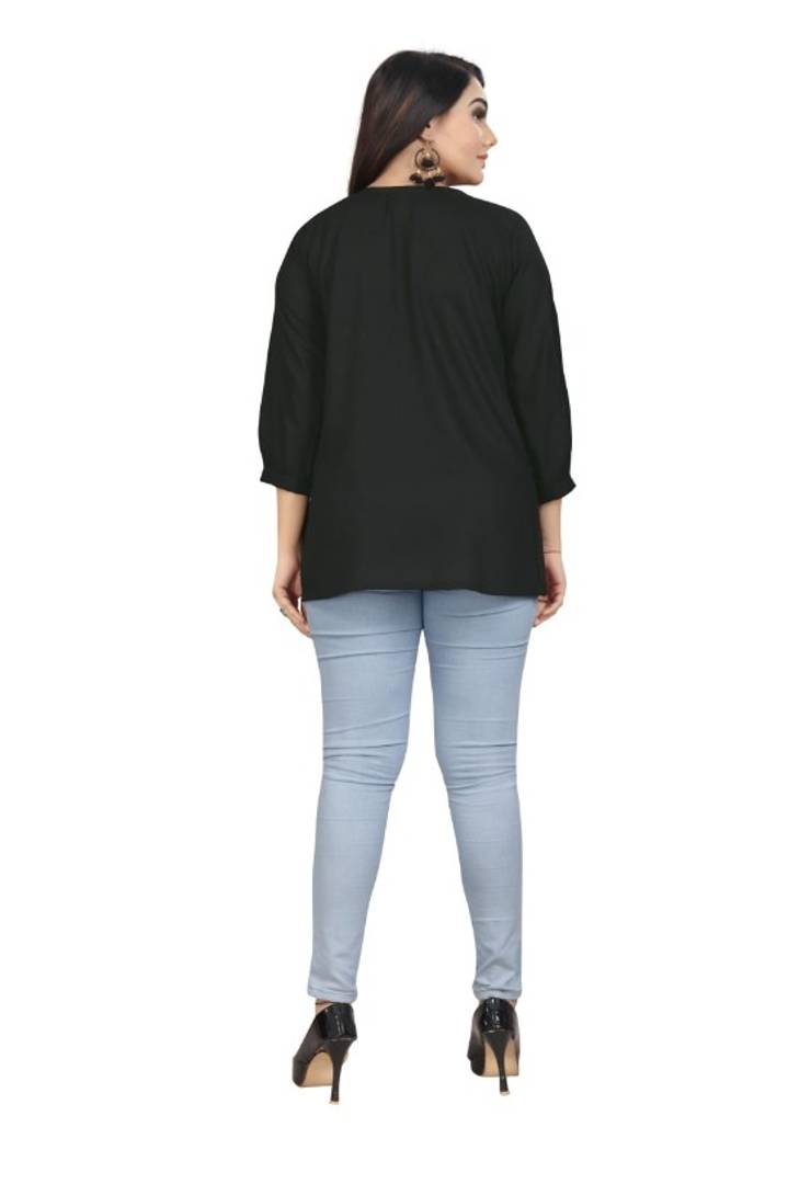 Stylish Rayon Round Neck 3/4 Sleeves Top For Women