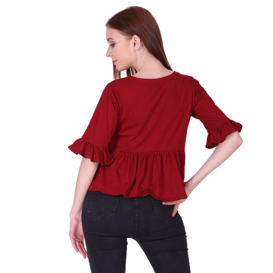 Women Maroon Peplum Top