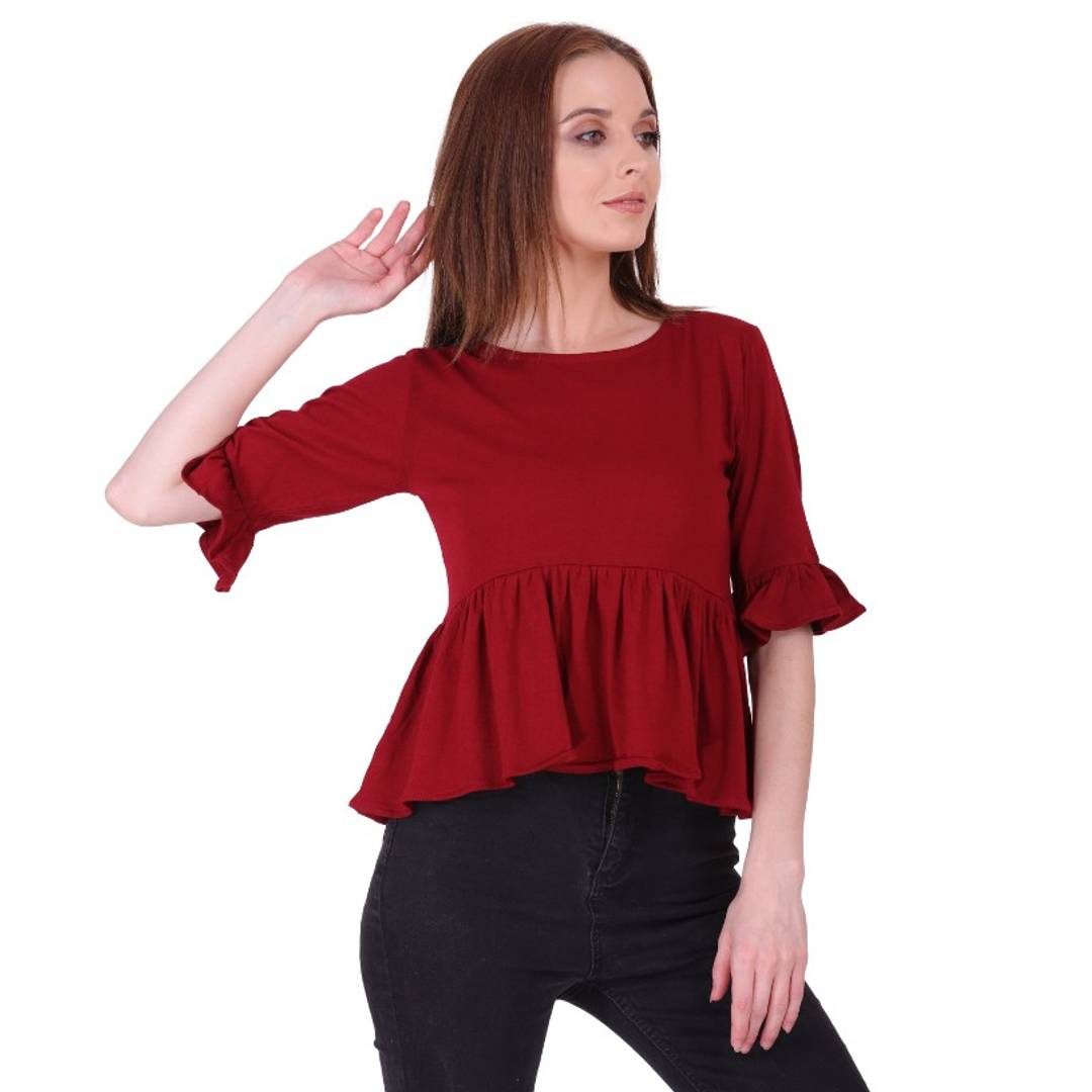 Women Maroon Peplum Top