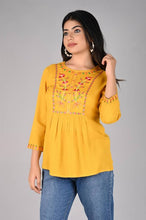 Load image into Gallery viewer, Mustard Embroidered Top