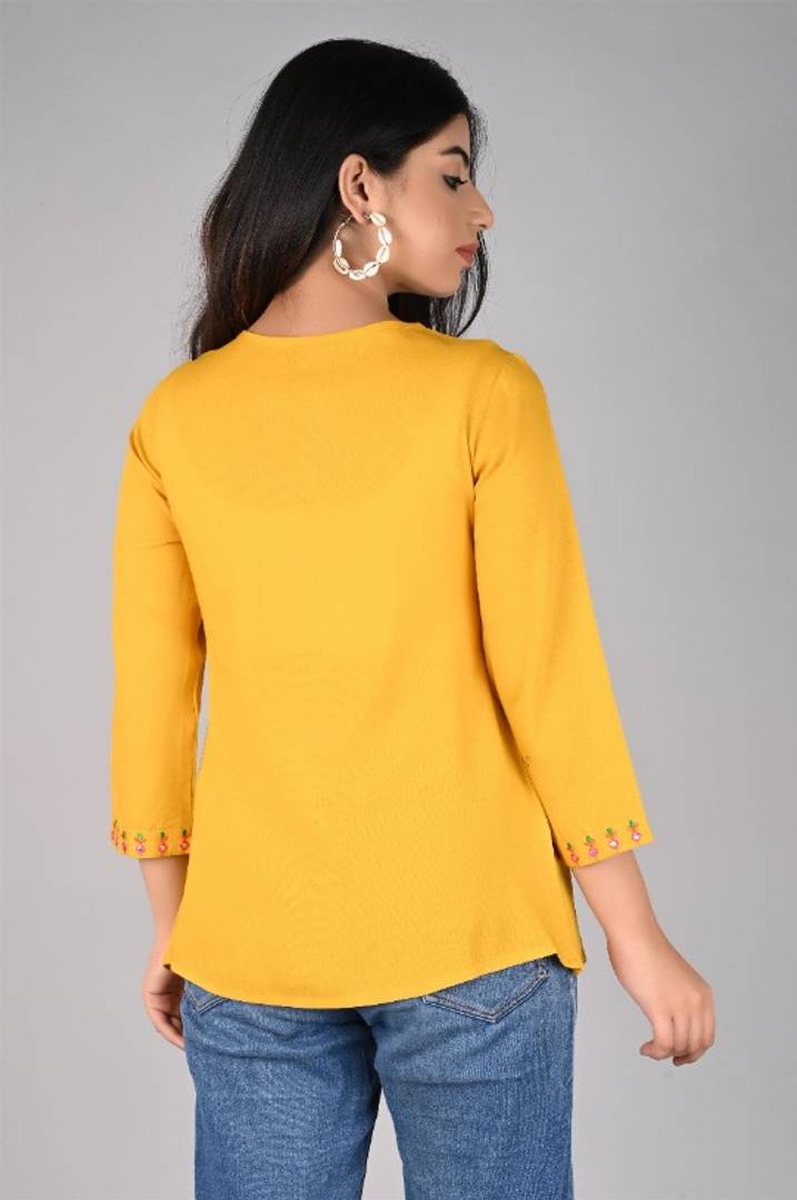 Mustard Embroidered Top