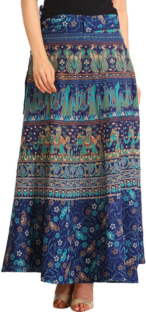 Jaipuri Printed Wrap Around Skirt for Women (Free Size)