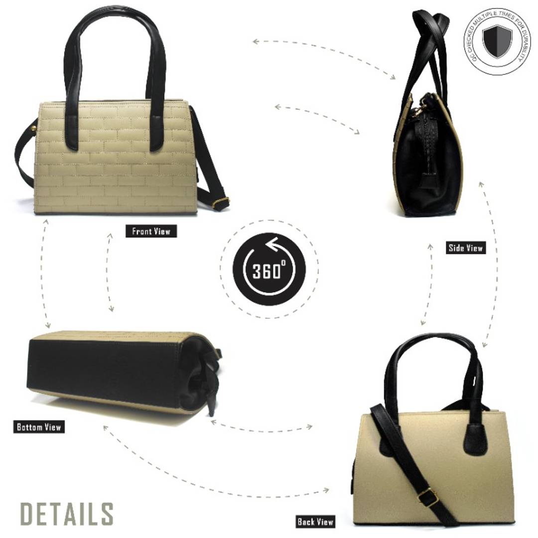 Stylish Brick Women's Handbag for Ladies and Girls (Cream)