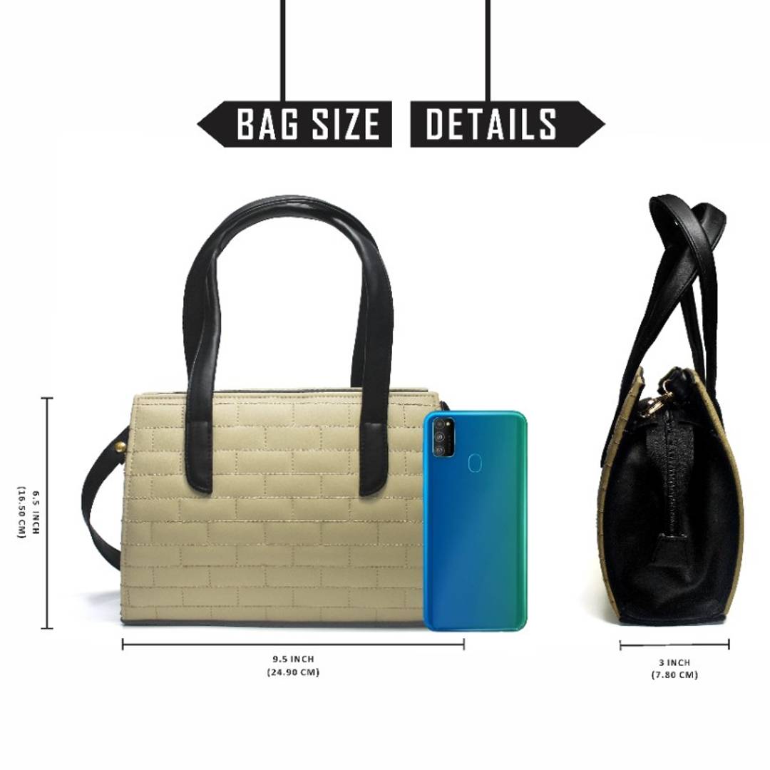 Stylish Brick Women's Handbag for Ladies and Girls (Cream)