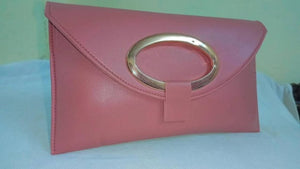 Elite Rose Pink PU Self Pattern Clutches For Women And Girls