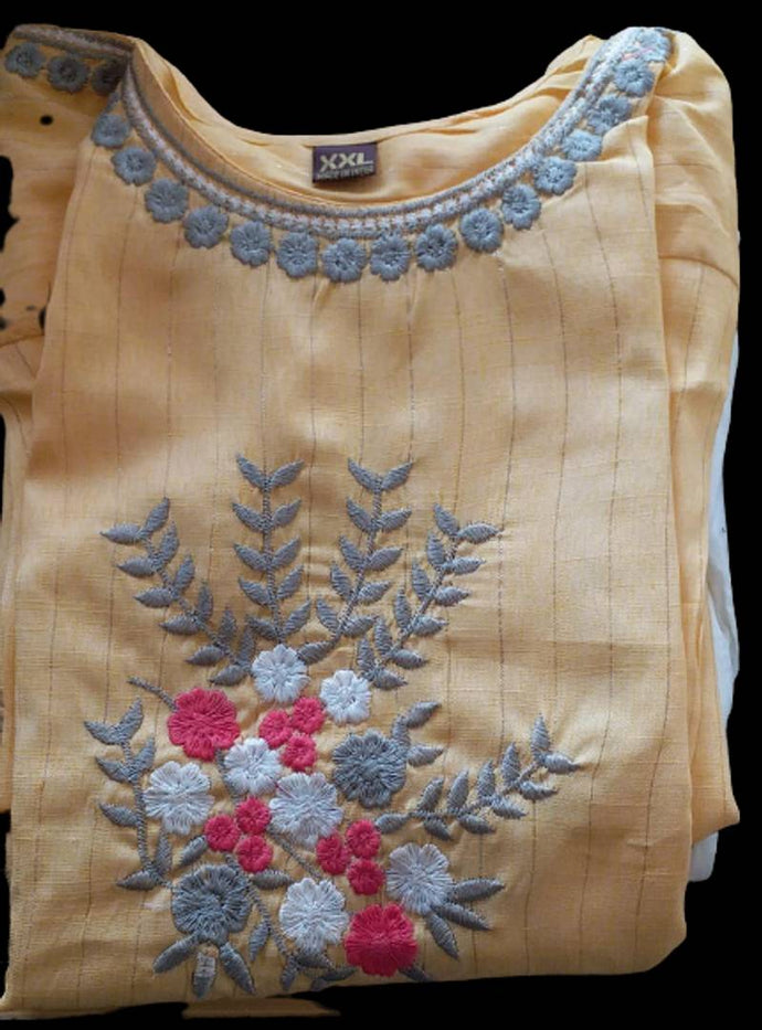 Stylish Cotton Embroidered Kurta with Pant Set For Women