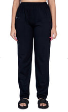 Load image into Gallery viewer, Black Loose Fit Cotton Solid Track Pants For Women