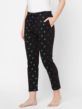 Load image into Gallery viewer, Stylish Cotton Black Cotton Printed Lounge Pant For Women